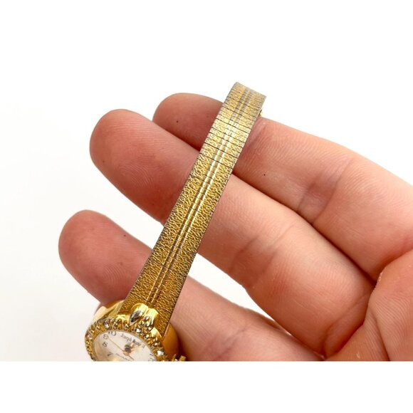 Joseph Bernard Gold Toned Rhinestone Vintage Ladies Wristwatch - 20mm - WORKS! - Picture 3 of 10